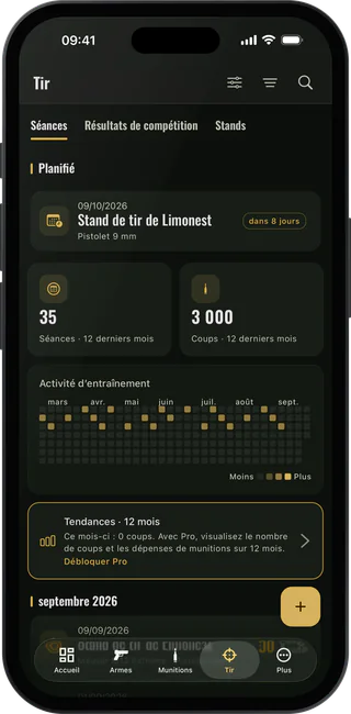 Le journal d’entraînement sur iPhone avec les séances et une carte d’activité